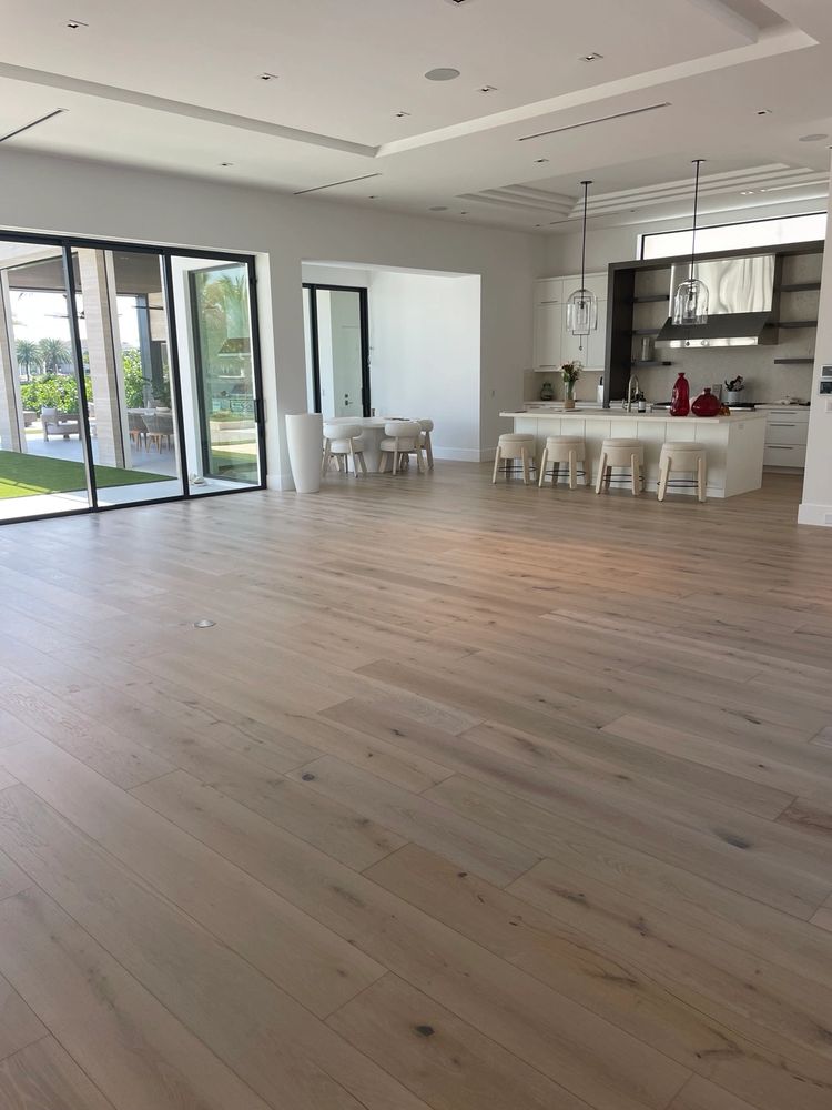 Custom hardwood flooring installation in a Jupiter, Florida home