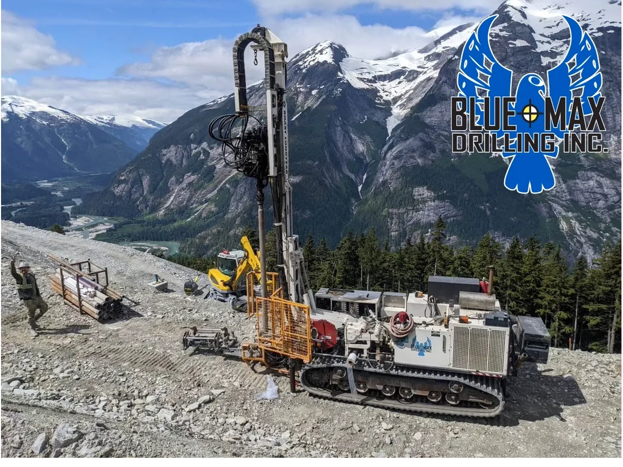 Blue Max sonic drill rig in the mountains of BC near Terrace Kitimat Prince Rupert Prince George