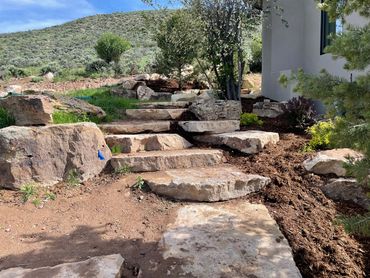 Natural staircase. Boulder wall