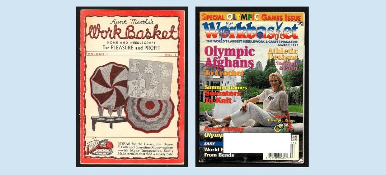 First and Last Issues of Workbasket Magazine spanning 60 years.