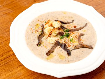 Mushroom soup in a bowl