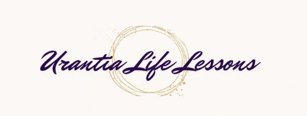 Elegant logo for Urantia Life Lessons with a coffee stain circle.