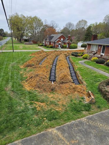 Septic drain lines in yard