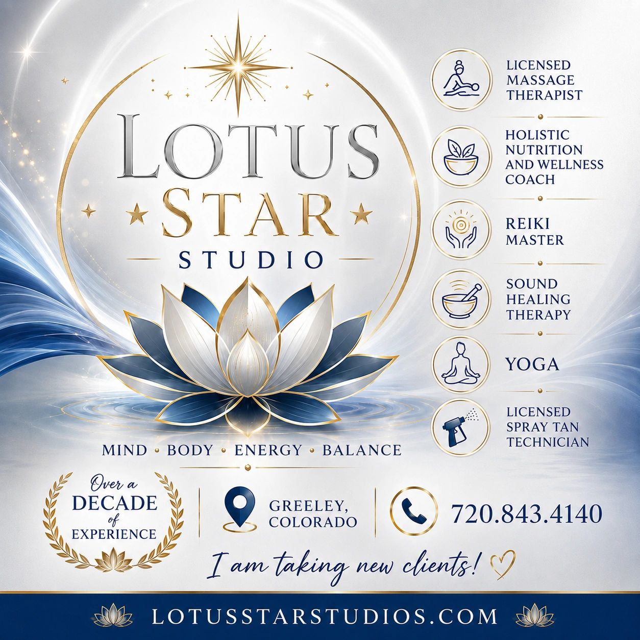 Lotus star studio massage therapy reiki sound therapy yoga spray tan holistic nutrition wellness