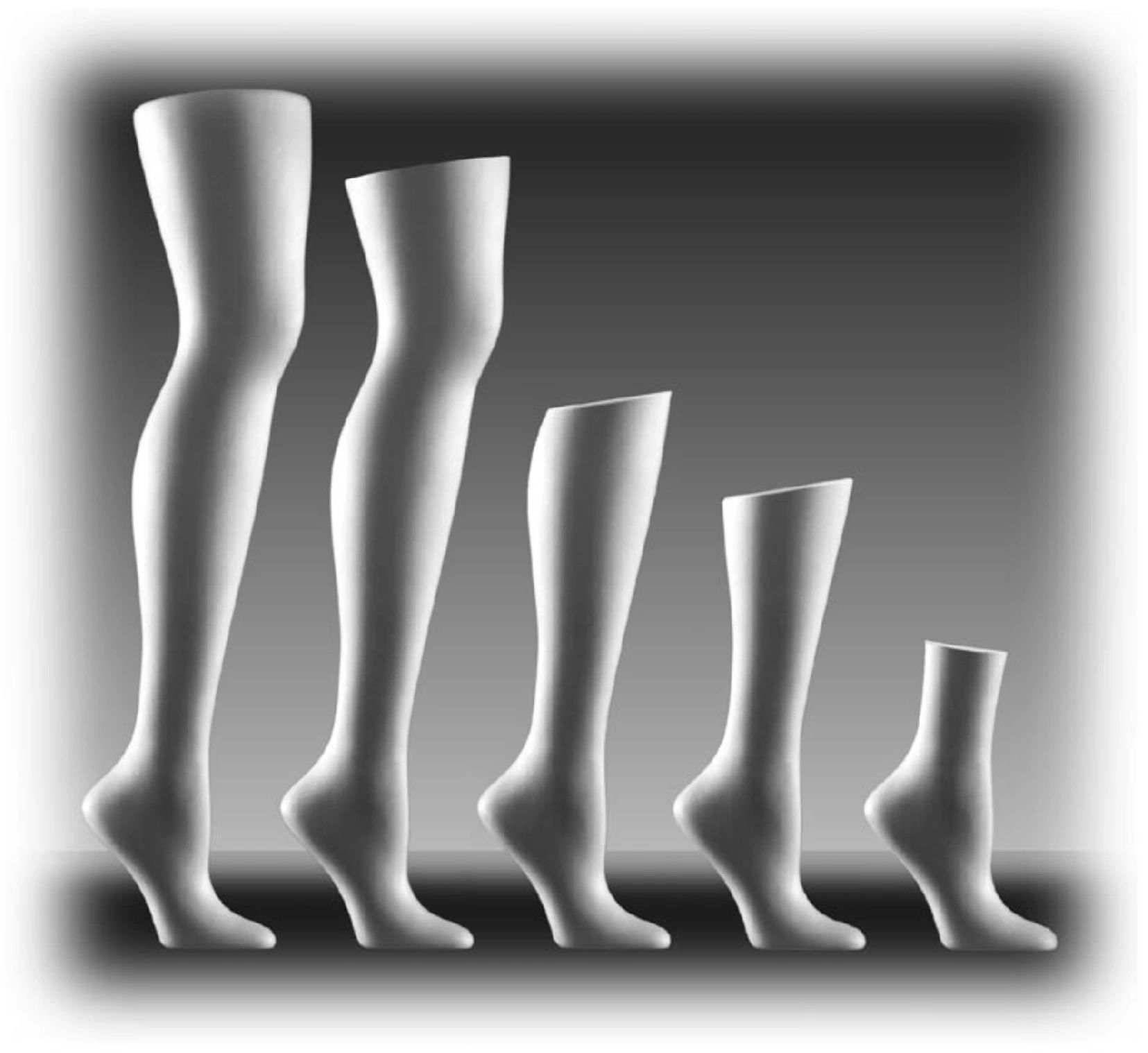 Women's Adult Plastic White Sock Display Foot Form with Stand 