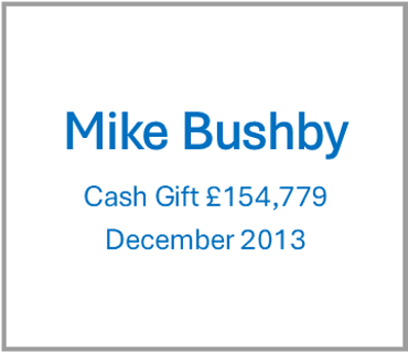 Mike Bushby donation to Homes for Wells, December 2013.