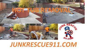 Hot Tub Spa Removal in Gilroy. Junk Removal Gilroy. Before and After Picture of Hot Tub Removal