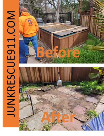 Hot Tub Removal Service Morgan Hill. Before and After picture of a Hot Tub Removal in Morgan Hill.