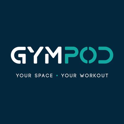 Logo for GymPod with tagline about personal workout space.
