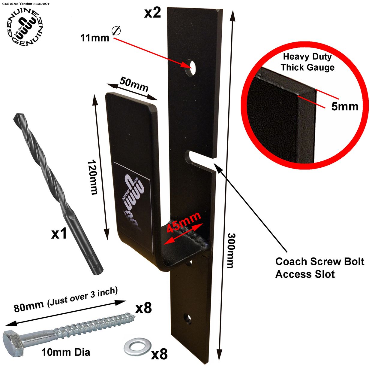 Door barricade bracket dimensions