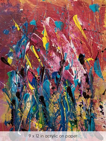 Red and yellow background with emotional strokes of color