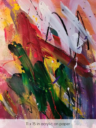 Green, maroon, purple and white strokes