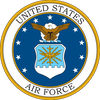 Emblem of the United States Air Force featuring an eagle and shield.