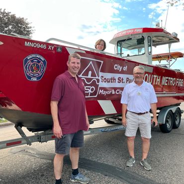 South St. Paul City Council members Todd Podgorski and Tom Seaberg at the Kaposia Days Parade