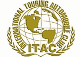 ITAC Logo of the International Touring Automobile Club (ITAC) with a globe and NO TEST REQUIRED