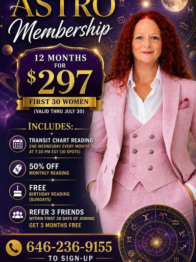 Astro membership offer with chart readings and discounts.