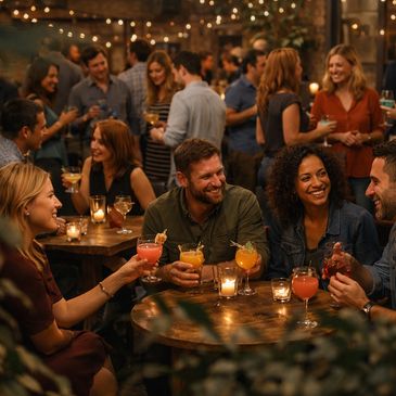 A group of single people at a dating cocktail party in Hastings.