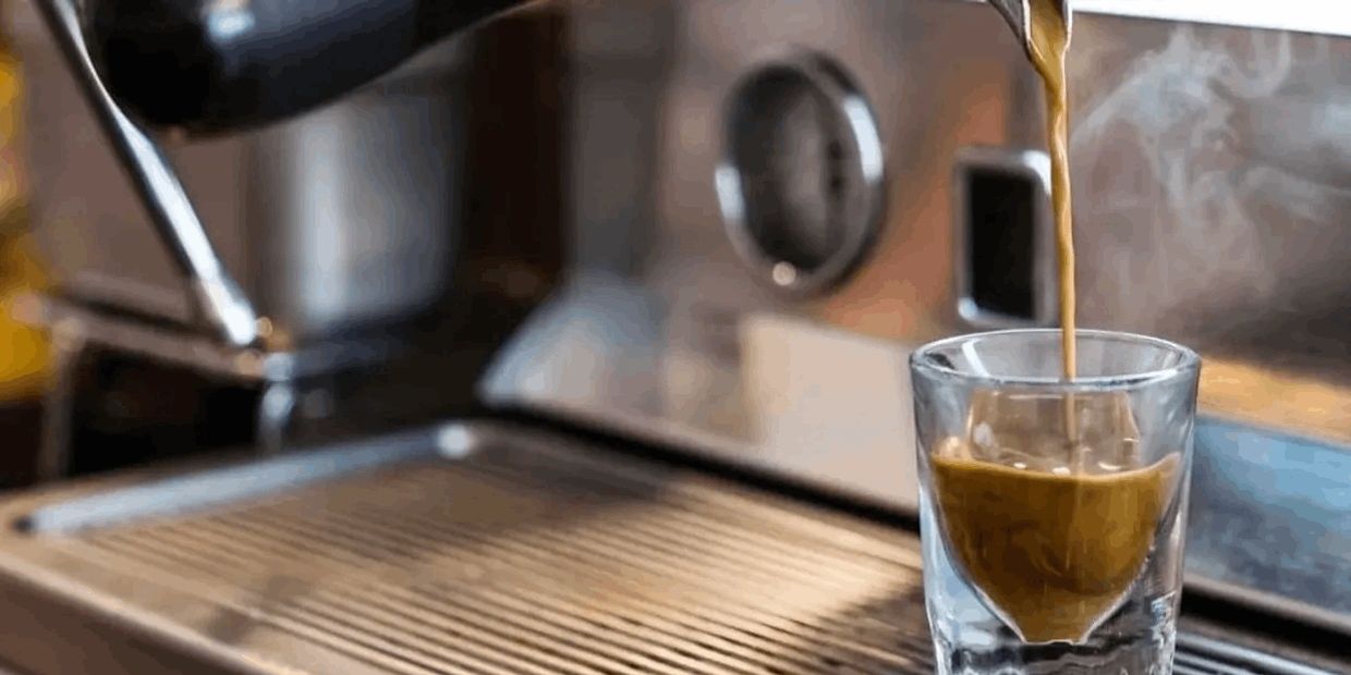 Coffee being poured onto a glass