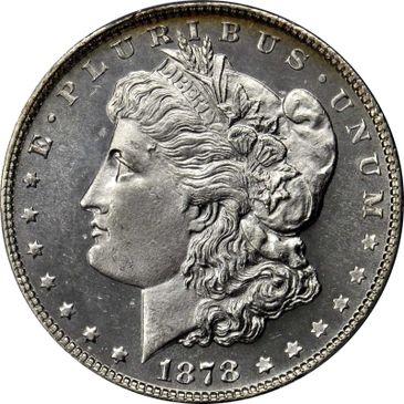 1878 Morgan Silver Dollar obverse. Lady liberty facing left.