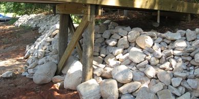 River Rock is a great inexpensive natural look for your Lake Norman Shoreline erosion control.