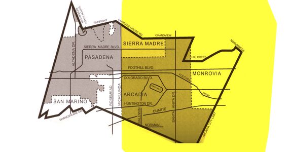 Left: Map of Lucky's Rancho Santa Anita purchase.