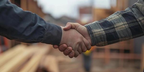 Builder and homeowner shaking hands. Signed contract. Connect with Builder Buddies. Contra Costa