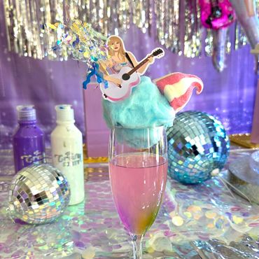 Taylor swift candyfloss cocktail with marshmallow