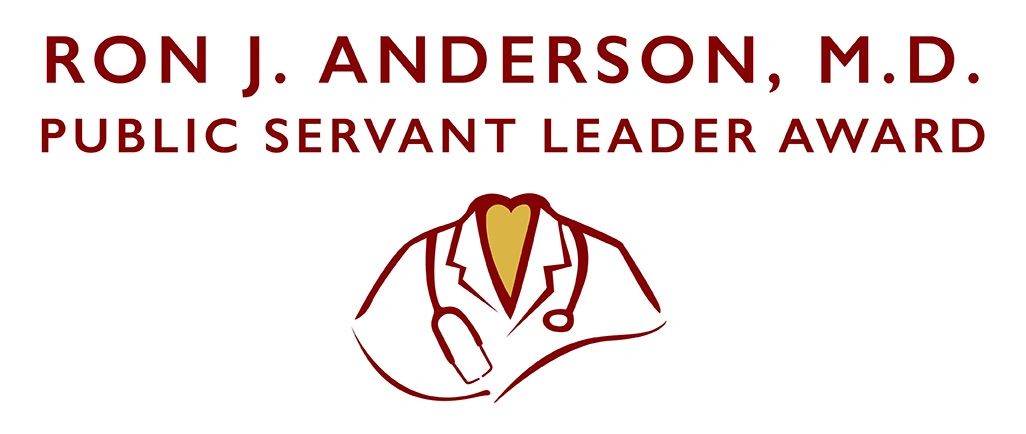 A logo with text Raunch at Anderson MD public servant Leader Award