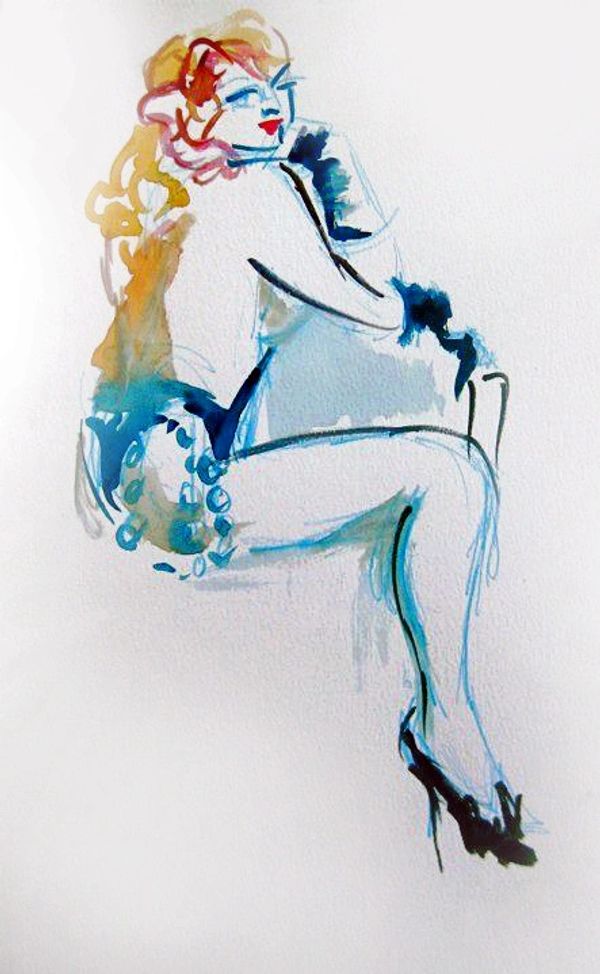 Burlesque Dancer Blue
Watercolor on Paper
2010