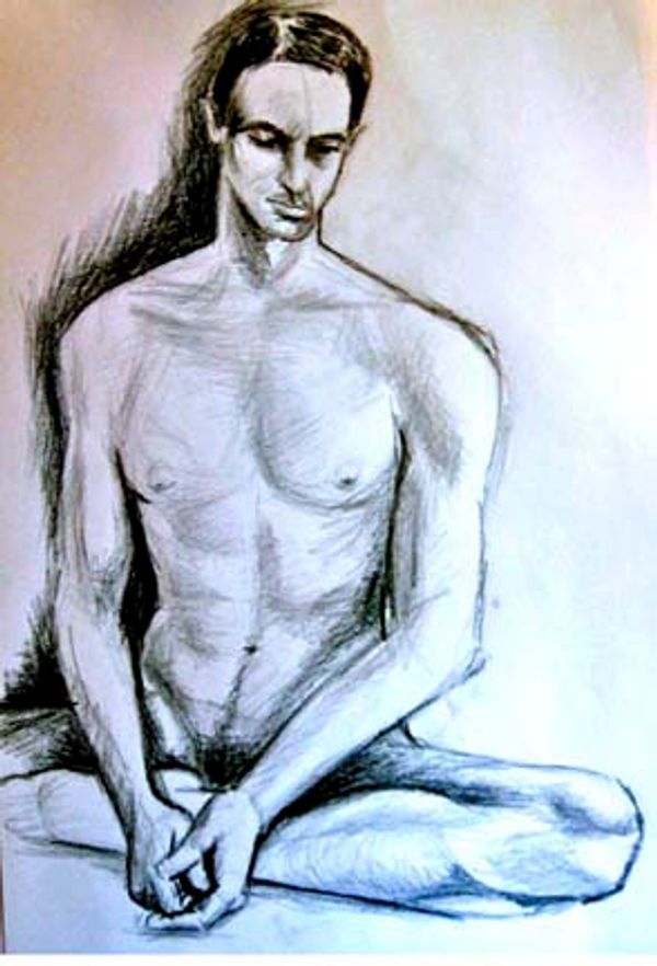 Nude Man, Crossed Legs
Graphite on Waxed Paper
2008