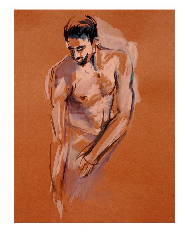 Nude Man #4
Gouache 
18x24