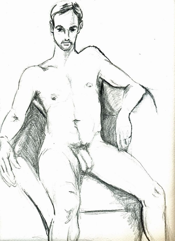 Nude Man in Chair
Graphite on Paper
9x12
