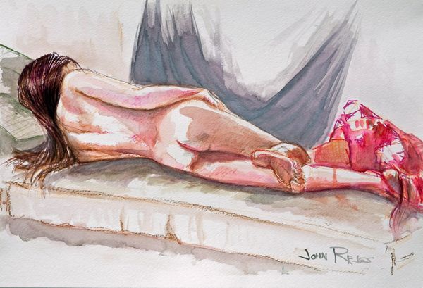 Reclining in Red
Watercolor on Paper
24x18