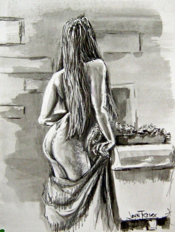 Life Study from Behind
Watercolor and Ink on Paper