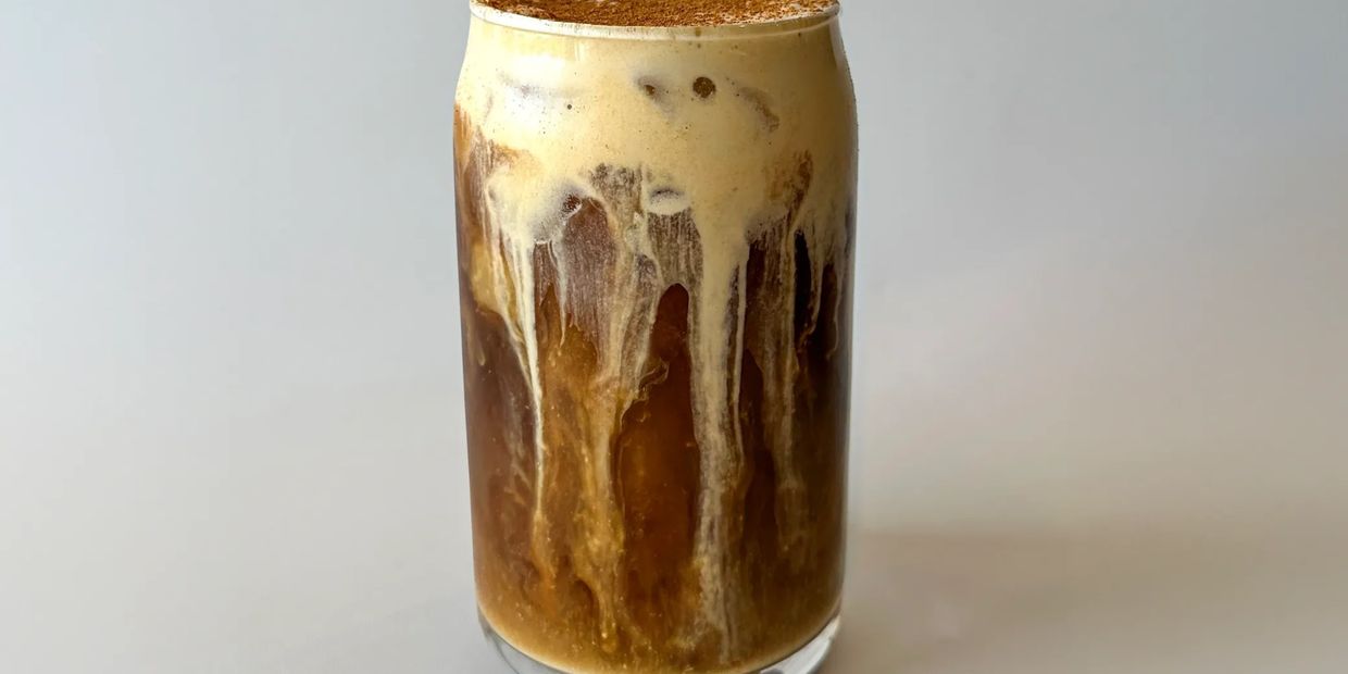 Coldspoon iced coffee topped with cream.