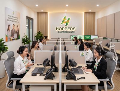 Customer care agents working diligently in a modern office.