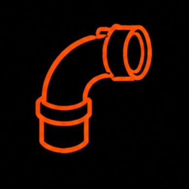 Glowing orange pipe elbow on black background.