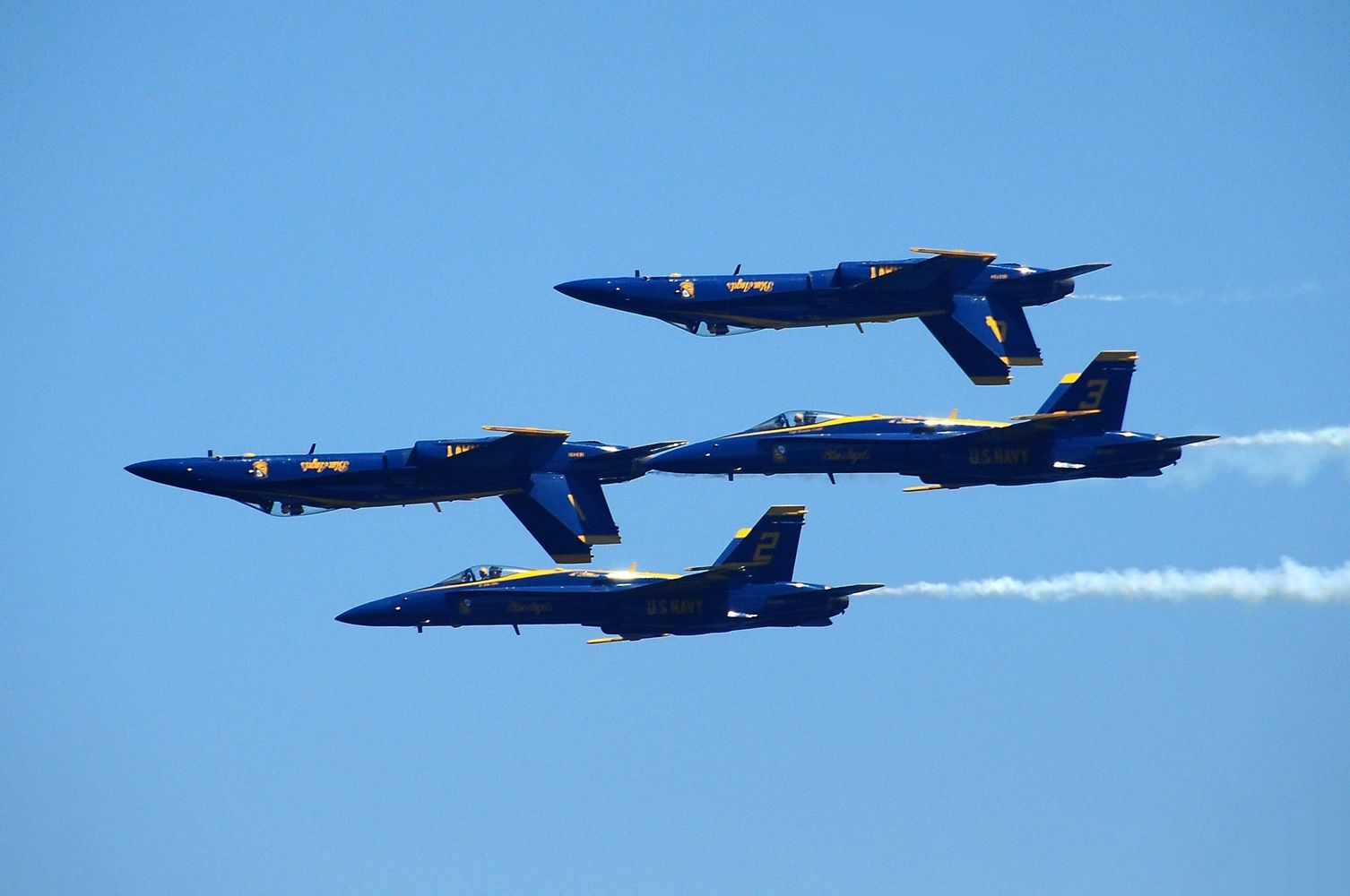Mickey Markoff 2023 - married to the air and sea show. Photo of four blue angel jets flying.