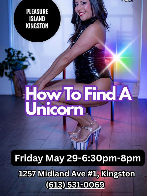 Event poster for 'How To Find A Unicorn' at Pleasure Island Kingston on May 29.