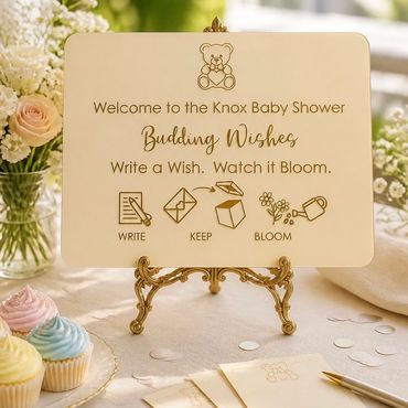 Personalised baby shower acrylic sign, Magnolia Cream palette