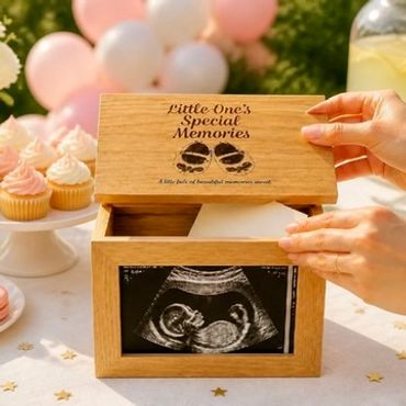 Budding Wishes personalised keepsake box for baby shower wishes