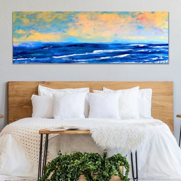 Long horizontal coastal canvas wall art over the bed master bedroom wall art beach canvas print long