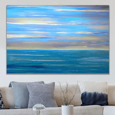 Extra Large Beach Painting on Canvas 60x40 inches Large Coastal Wall Art on Canvas 40 x 60 x 20