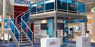 Double Decker Trade show Displays in Houston, 2 story displays Custom design and fabrication.