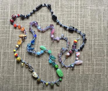 confetti chain stitch bead crochet necklace kit by the well done experience