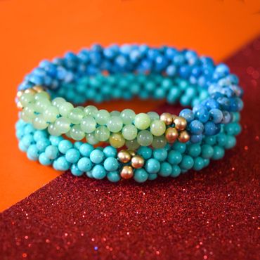 Park & Lex turquoise, appetite and calcite handmade beaded gemstone bracelets
