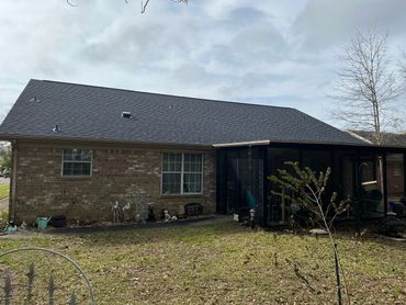 New shingle siding on roof and porch