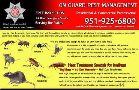 Bed bugs, Cockroaches, Rodents, Ants, Fleas, Ticks, Beetles, Pest control services