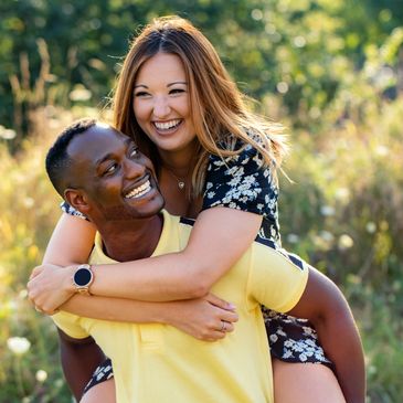 Middle-aged bi-racial couple that is enjoying life; diverse love and relationships.