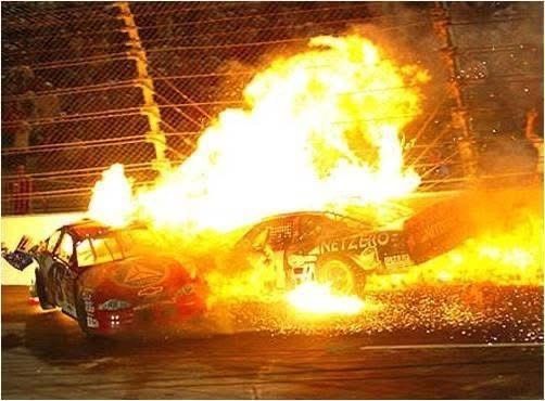 This is a asphalt wreck. Look at the fuel exploding. Huge Fireball